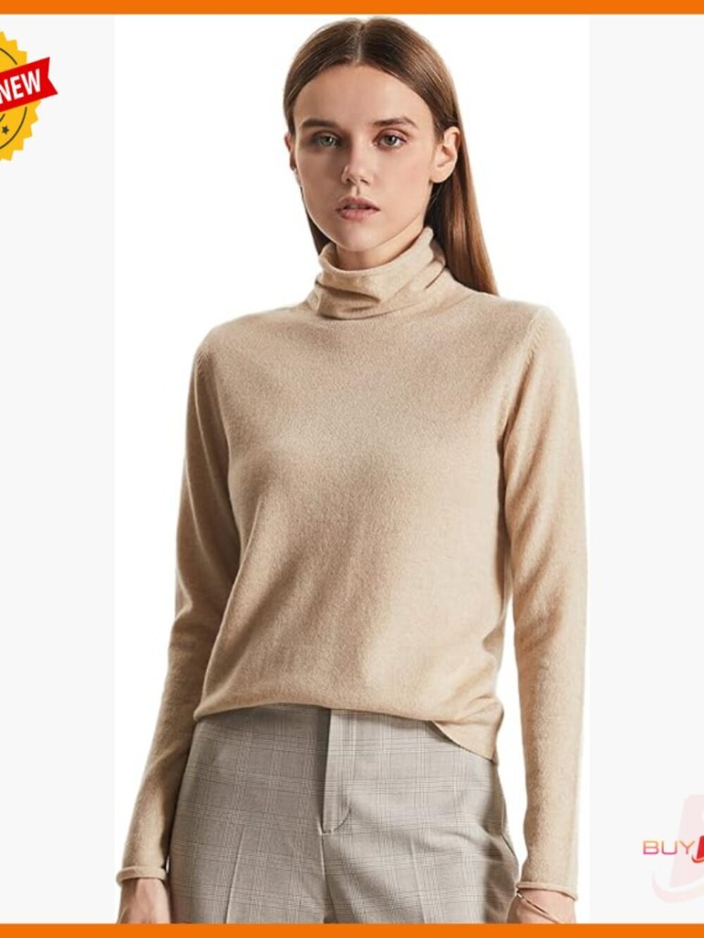 100% Cashmere Turtleneck Sweater Long Sleeve Pullover Women's Size